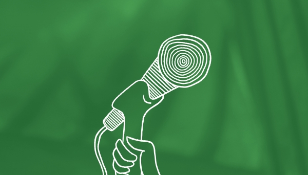 Convergence illustration of microphone on green texted background